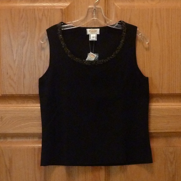 Sleeveless Knit Top Black Sparkles NWT PL - Picture 1 of 6